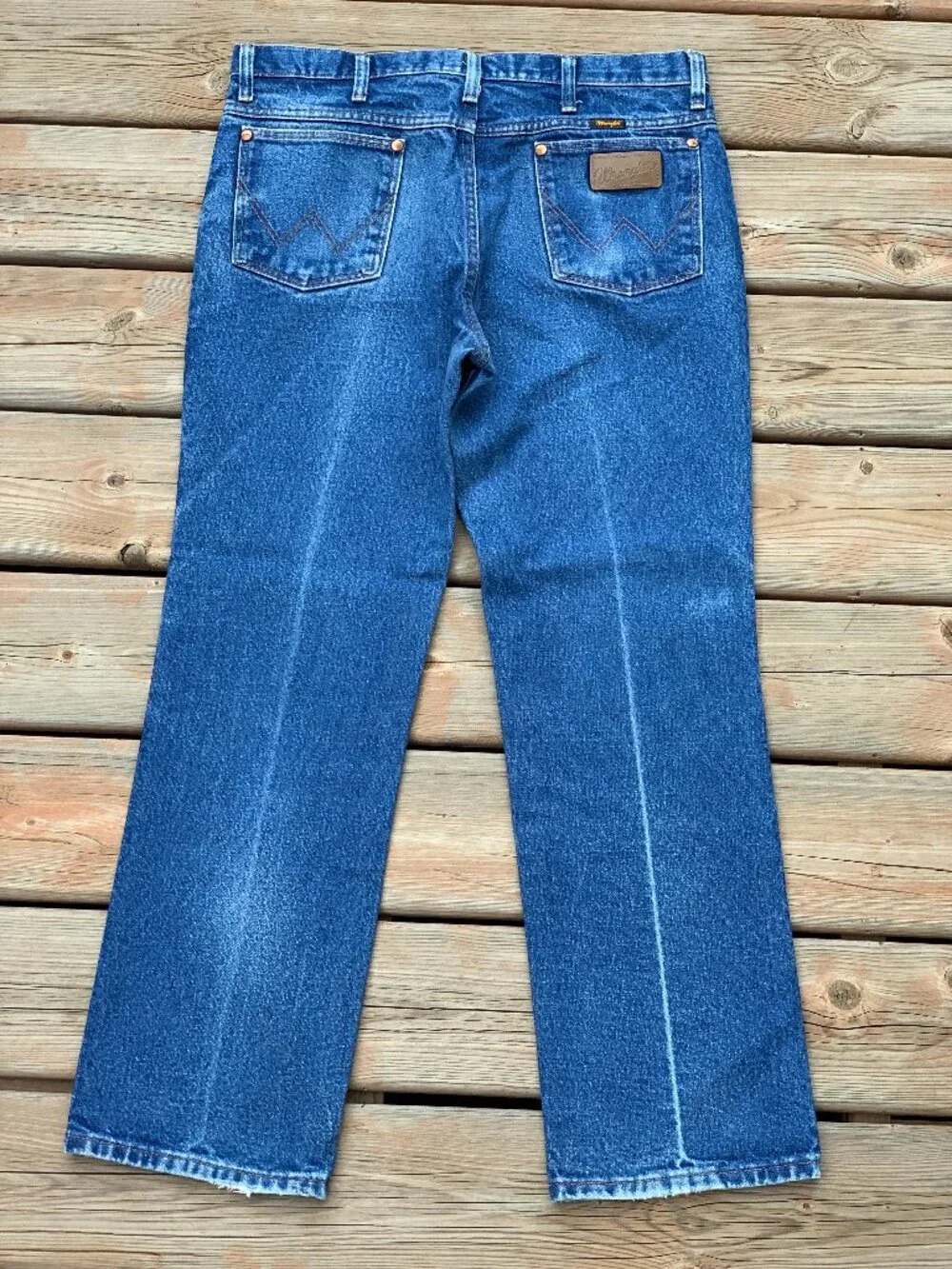 Vtg Wrangler Jeans Mens 34x29 Cowboy Cut Bootcut Faded Distressed Western Denim